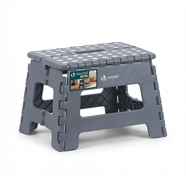 Prix Promo Tabouret pliant antiderapant 32x25x22 cm plastique gris VOUNOT