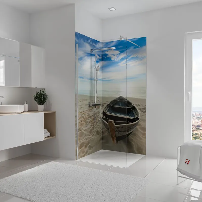 Nouveauté Panneaux muraux de douche 90+90x210 cm bateau DécoDesign Photo - SCHULTE