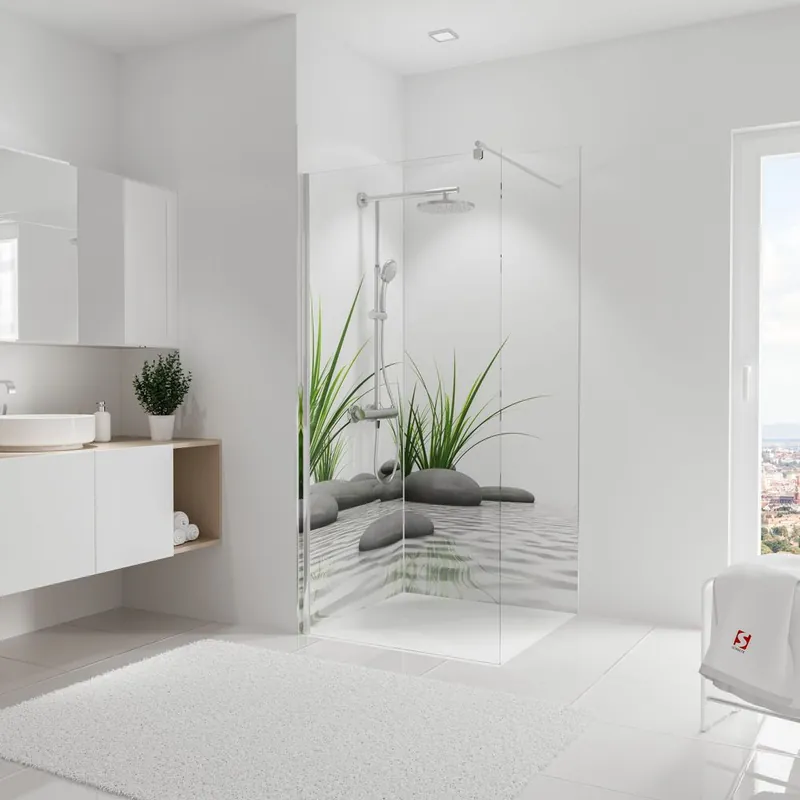 Dernier Modèle Panneaux muraux de douche 90+90x210 cm pierres zen et herbe DécoDesign Photo - SCHULTE
