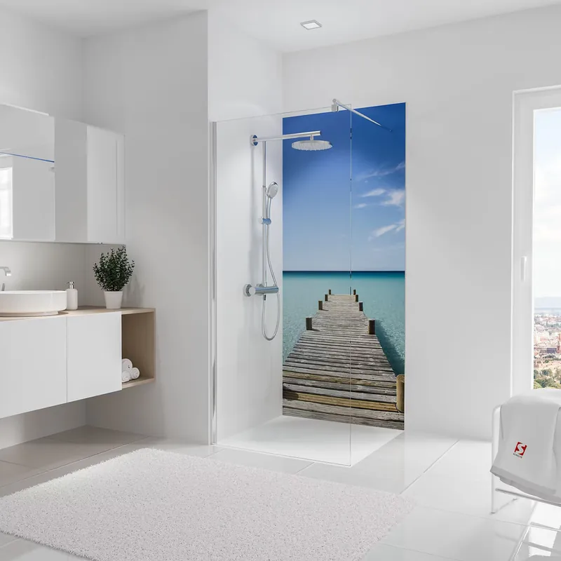 Panneau mural de douche 90x210 cm ponton Maldives DécoDesign Photo - SCHULTE Livraison Express
