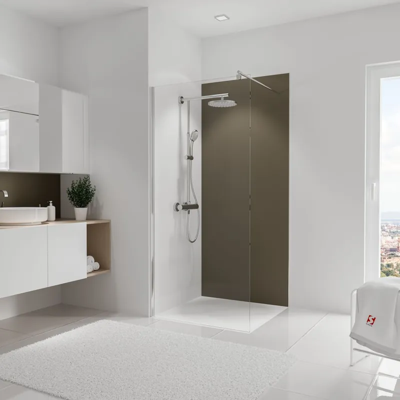 Promotion Panneau mural de douche 90x210 cm taupe DécoDesign Couleur - SCHULTE