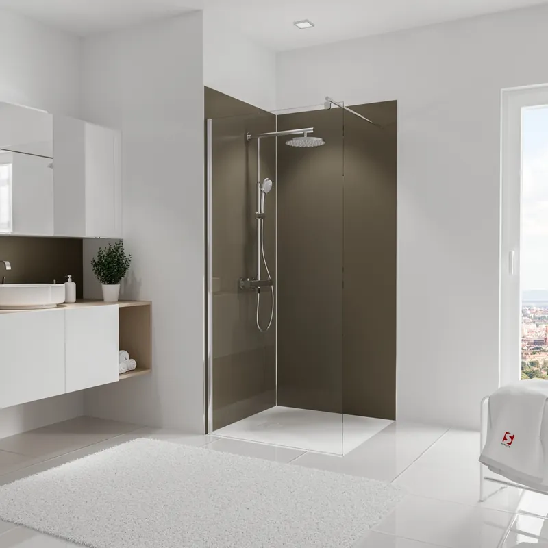 Affaire À Saisir Panneaux muraux de douche 90+90x210 cm taupe DécoDesign Couleur - SCHULTE