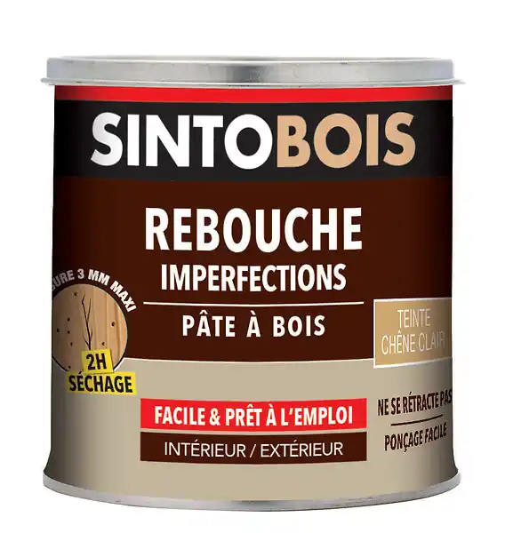 Prix Cassé Pâte à bois - rebouche imperfections - Chêne clair - 500g SINTO
