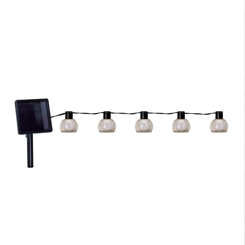 Guirlande lumineuse extérieur solaire LED 6,15 m Kea noir IP44 blanc chaud - TIBELEC Affaire À Saisir