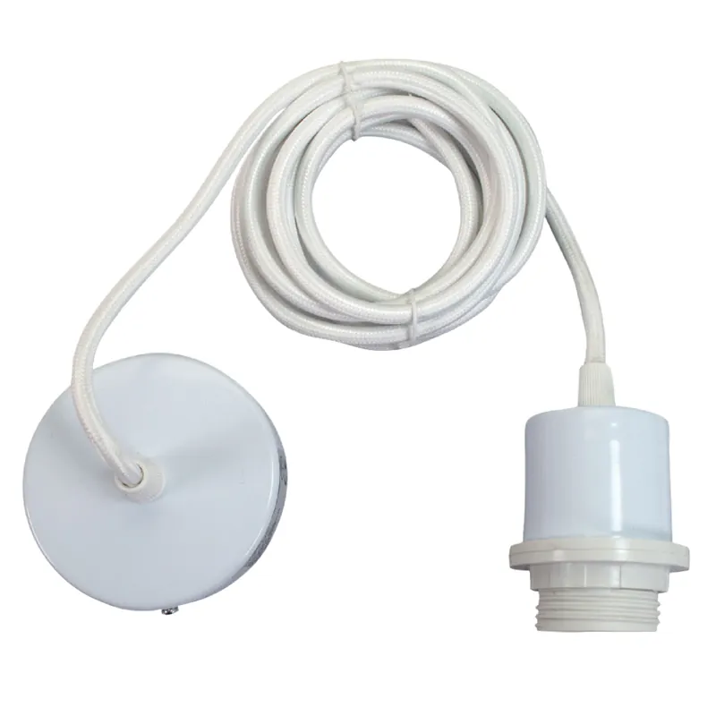 Bon Plan Monture métal E27 pour suspension avec fil tissu blanc - TIBELEC