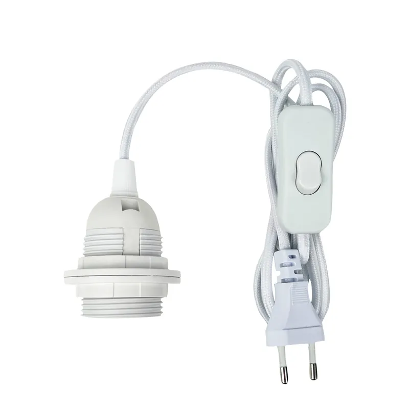 Kit douille E27 avec câble tissu et interrupteur blanc - TIBELEC Certifié