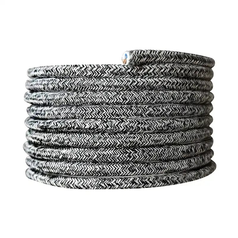 Expédié Aujourd'hui Câble électrique tissu gris chiné 3m - TIBELEC