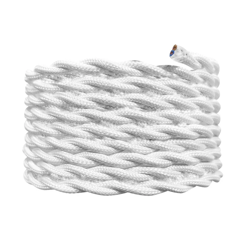 Vente Directe Câble électrique tissu torsadé blanc 3m - TIBELEC