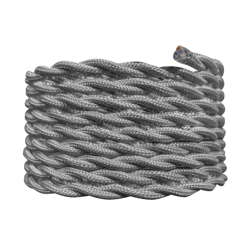 Câble électrique tissu torsadé gris 3m - TIBELEC Top Vente