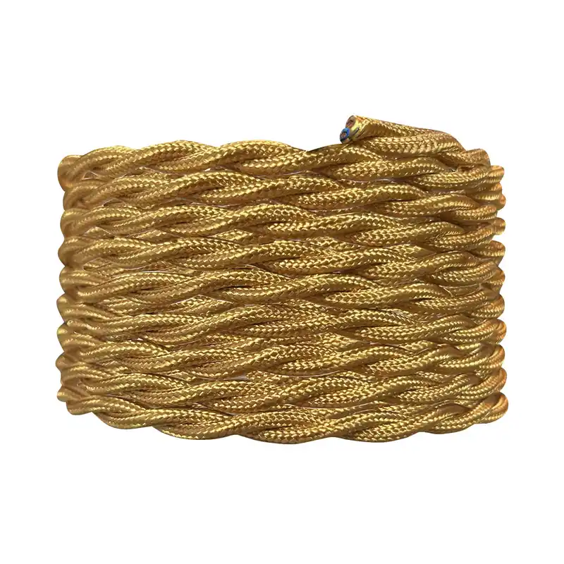 Dernière Chance Câble électrique tissu torsadé doré 3m - TIBELEC