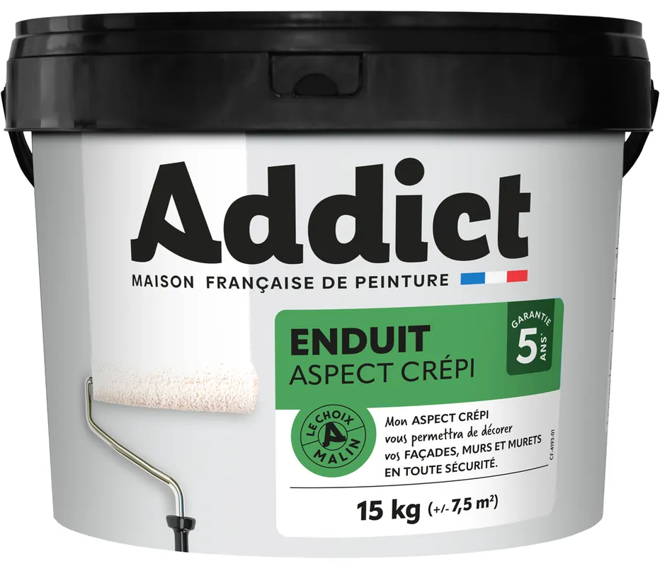 Produit De Marque Enduit extérieur aspect crépi gris 15 kg ADDICT