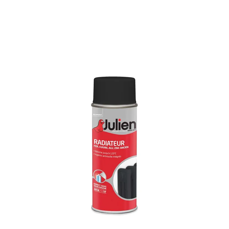 Peinture en aérosol spéciale radiateur noir satin 400 ml JULIEN Solde