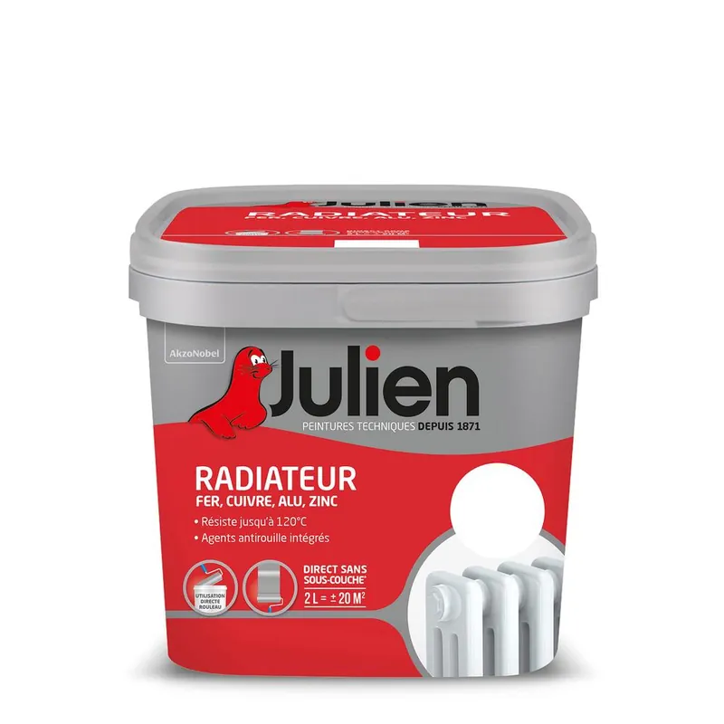 Peinture radiateur blanc brillant 2L JULIEN Offre Limitée