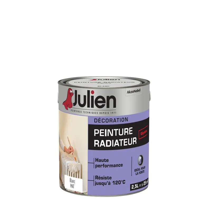 Paiement Sécurisé Peinture radiateur glycéro blanc mat 2,5 L JULIEN