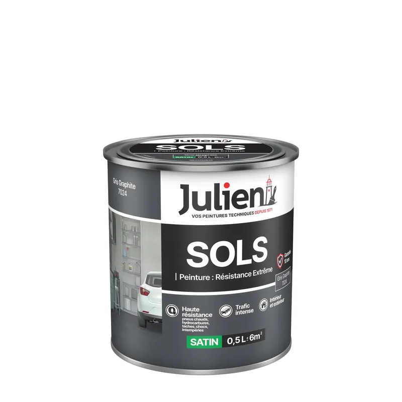 Peinture sol extrême gris graphite RAL 7024 0,5L JULIEN Dernier Modèle