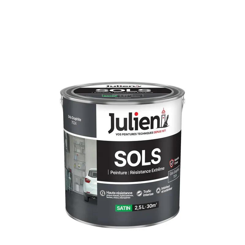 Offre Exclusive Peinture sol extrême gris graphite RAL 7024 2,5L JULIEN