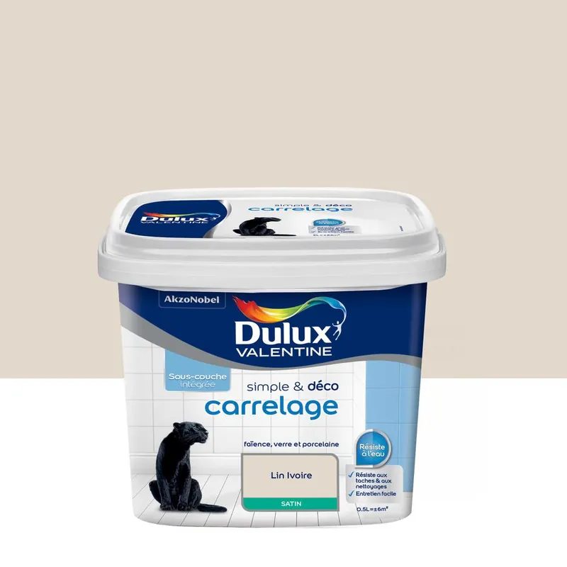 Peinture pour carrelage simple & déco Lin Ivoire Satin 0,5 L DULUX VALENTINE Bon Marché