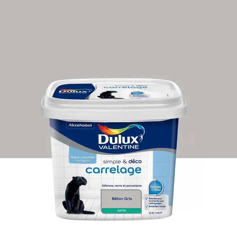 Peinture pour carrelage simple & déco Béton Gris Satin 0,5 L DULUX VALENTINE Promotion Saisonnière