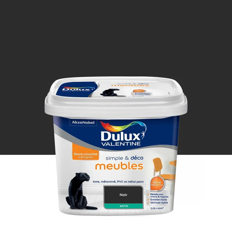 Peinture pour meubles simple & déco Noir Satin 0,5 L DULUX VALENTINE Must-Have