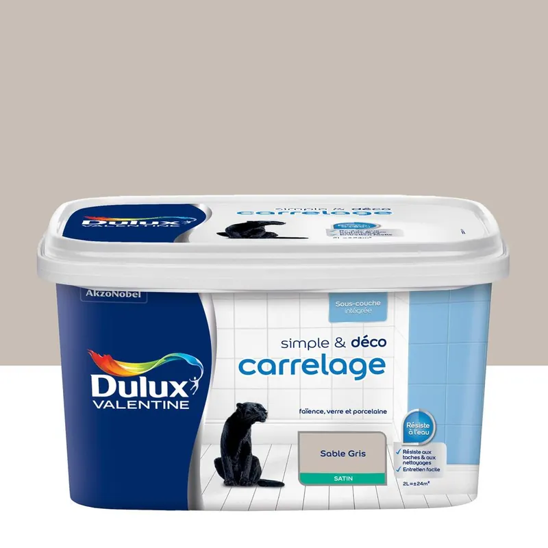 Peinture pour carrelage simple & déco Sable Gris Satin 2 L DULUX VALENTINE Offre Spéciale