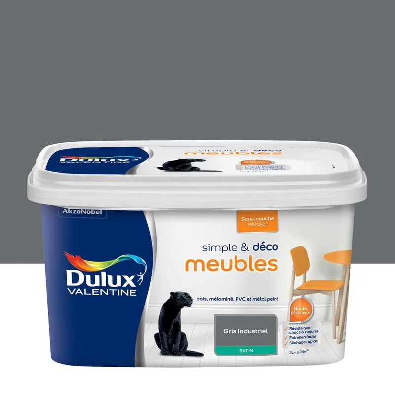 Peinture pour meubles simple & déco Gris Industriel Satin 2 L DULUX VALENTINE Achetez Aujourd'hui