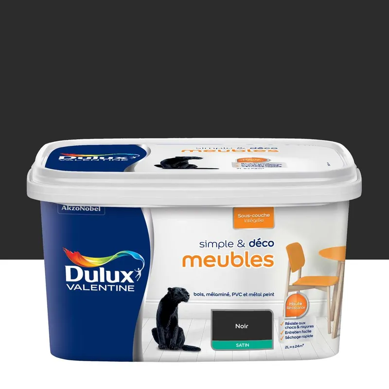 Peinture pour meubles simple & déco Noir Satin 2 L DULUX VALENTINE Remise