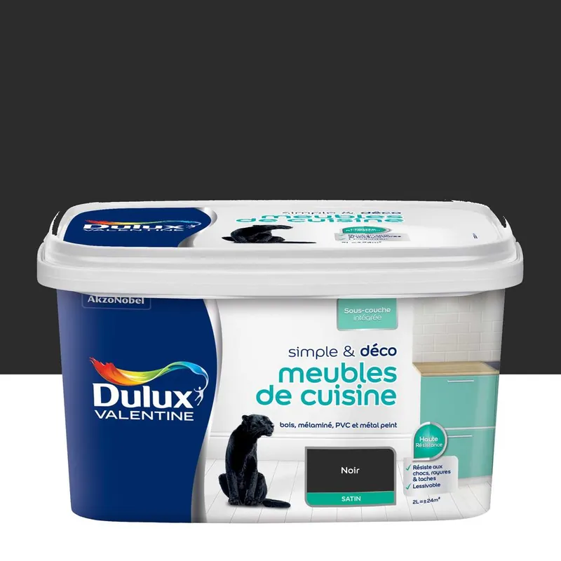 Peinture pour meubles de cuisine simple & déco Noir Satin 2 L DULUX VALENTINE Promotion Saisonnière