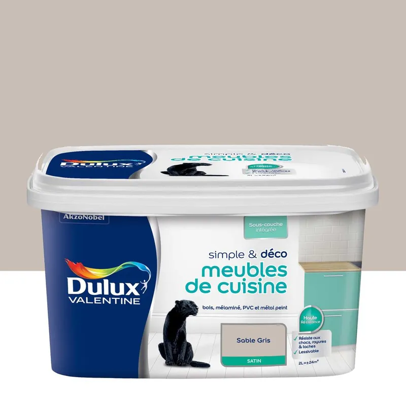 Peinture pour meubles de cuisine simple & déco Sable Gris Satin 2 L DULUX VALENTINE Promotion Saisonnière