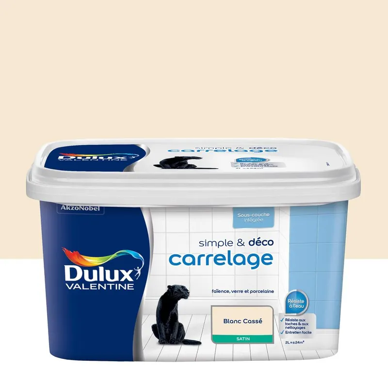 Acheter Direct Peinture pour carrelage simple & déco Blanc Cassé Satin 2 L DULUX VALENTINE