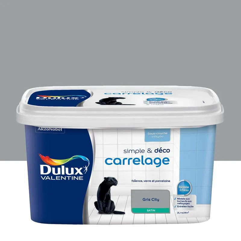 Peinture pour carrelage simple & déco Gris City Satin 2 L DULUX VALENTINE Meilleur Prix