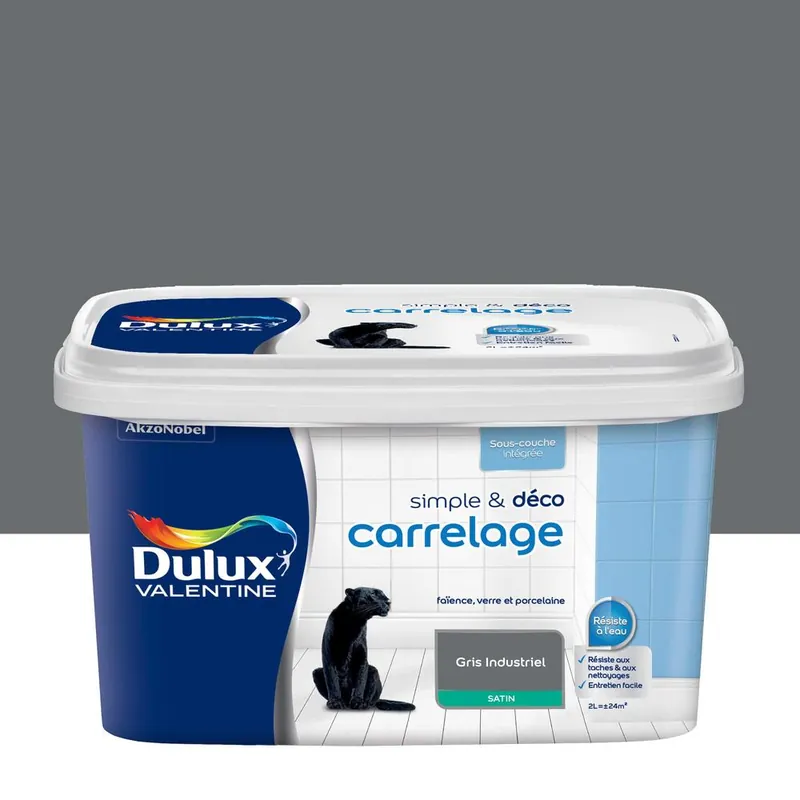 Peinture pour carrelage simple & déco Gris Industriel Satin 2 L DULUX VALENTINE Top Vente