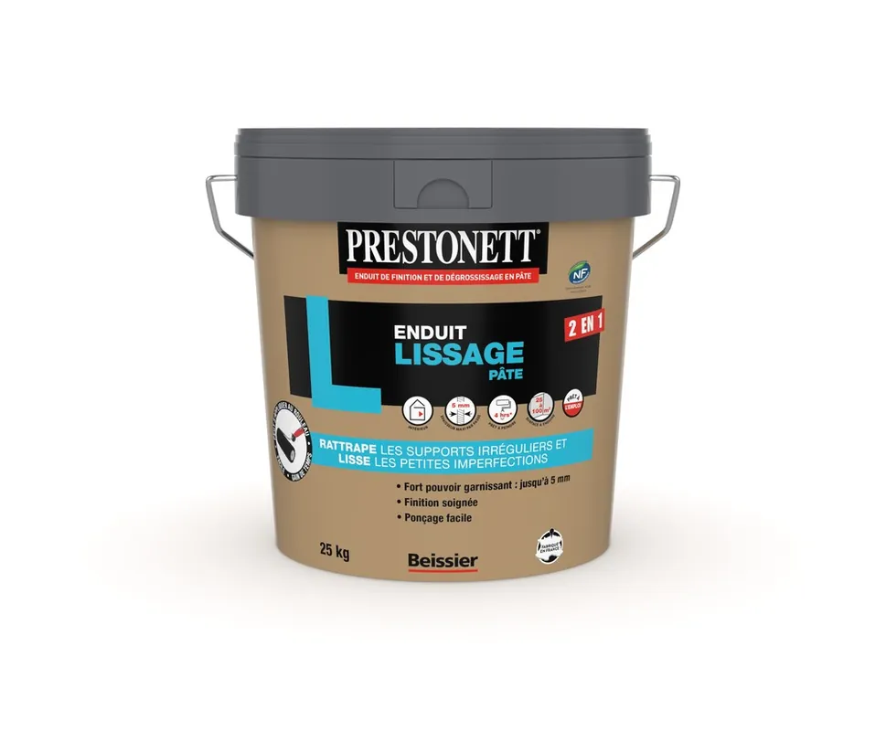Enduit de lissage en pâte type L 25KG PRESTONETT Populaire