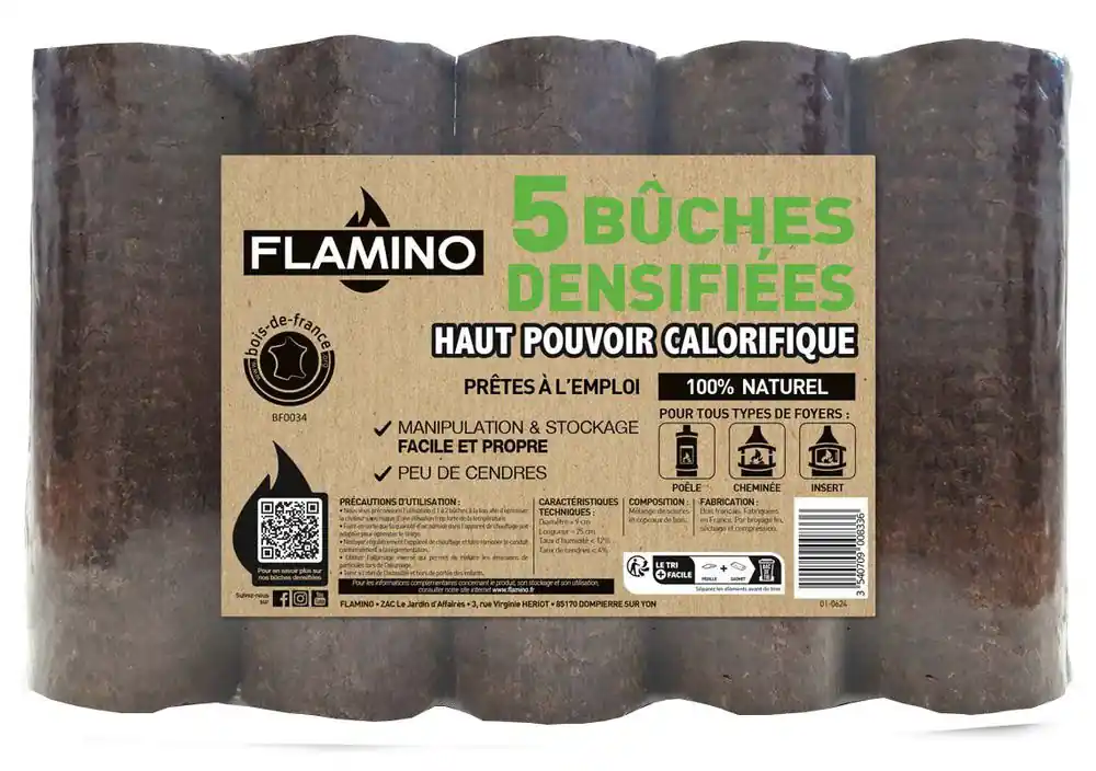 Promotion Bûche à haut pouvoir calorifique par 5 FLAMINO