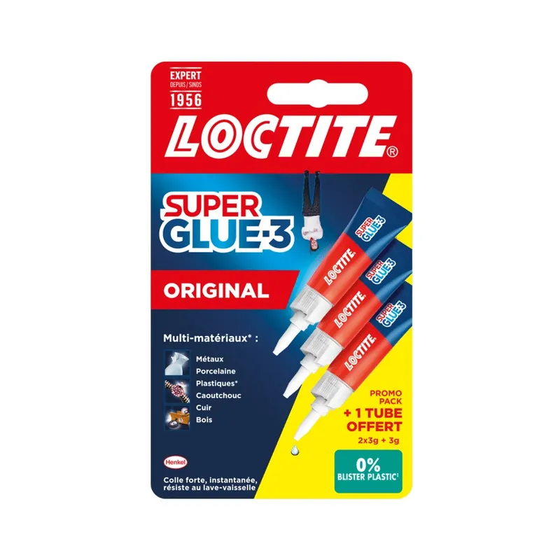 Colles Cyanoacrylates SUPERGLUE-3 Liquide Universal Tube 3g par 3 LOCTITE Authentique