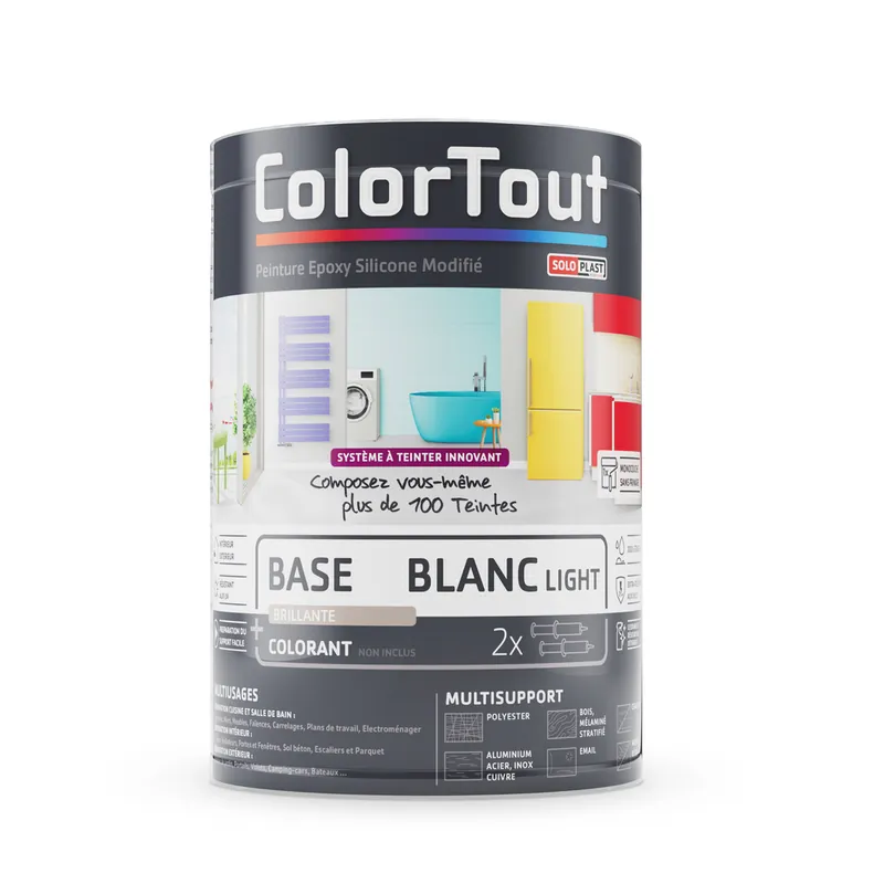 Promotion Saisonnière Base peinture époxy blanc light brillant 460 ml COLORTOUT
