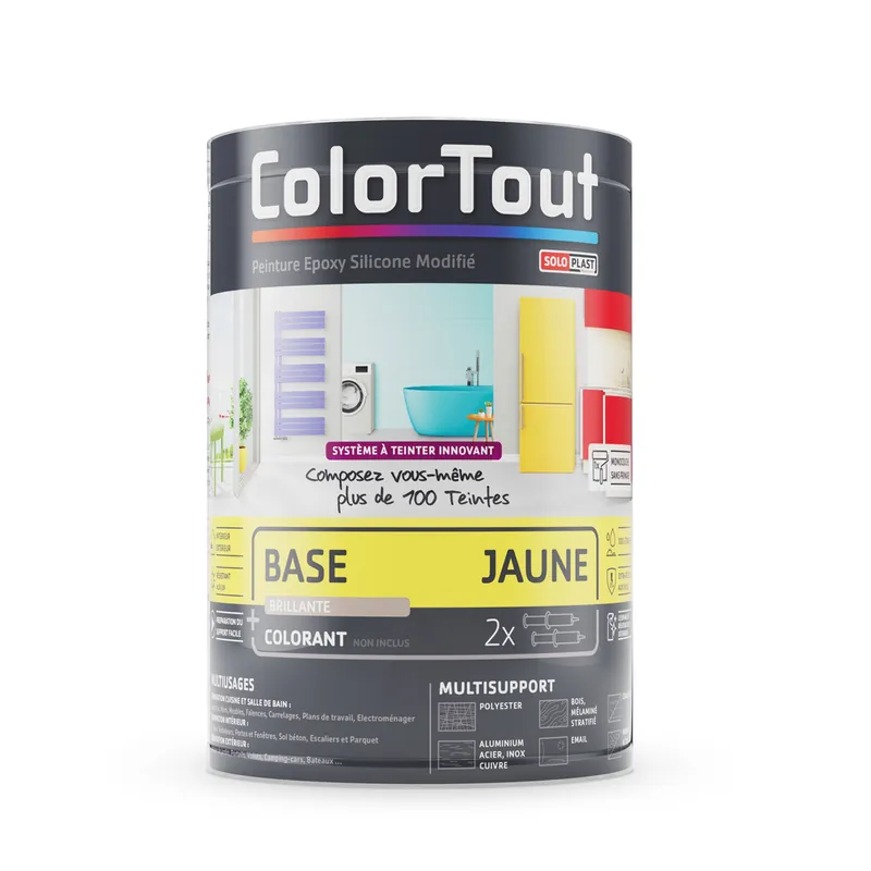 Retour Gratuit Base peinture époxy jaune brillant 460 ml COLORTOUT