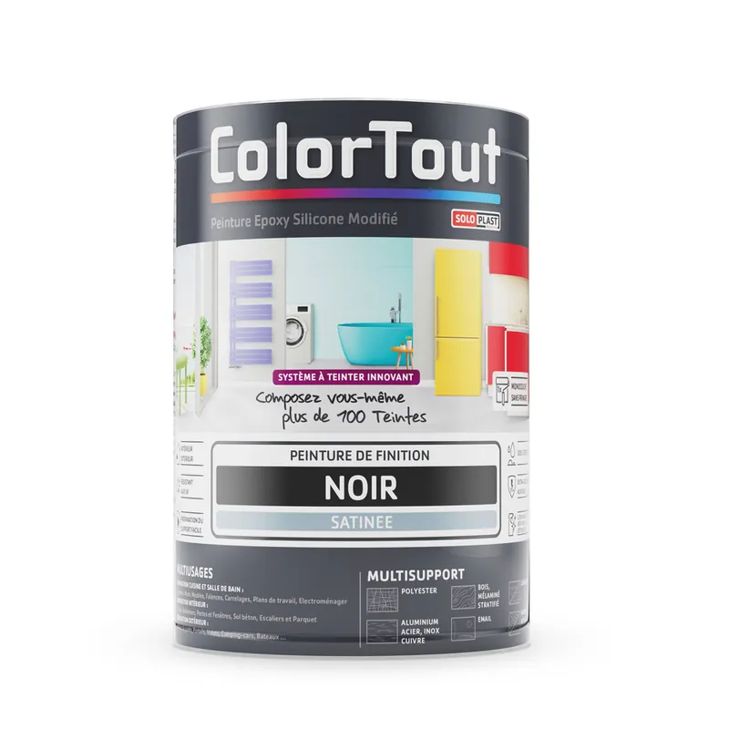 Peinture époxy noir satiné 500 ml COLORTOUT Meilleur Choix
