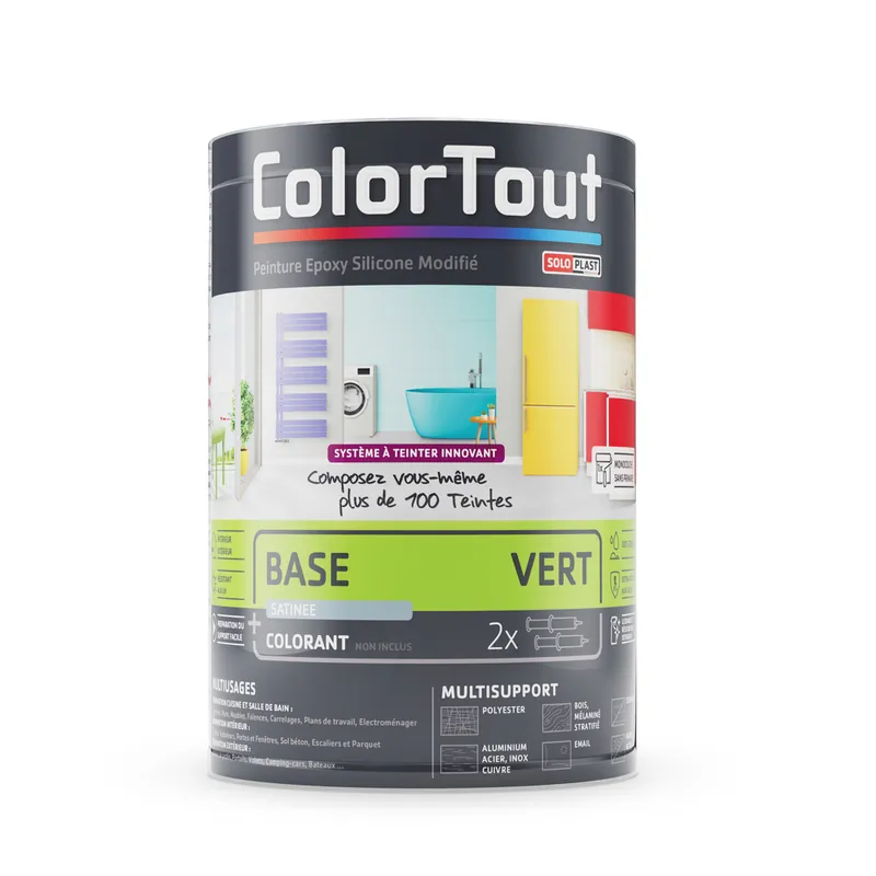 Base peinture époxy vert satiné 460 ml COLORTOUT Seulement Aujourd'hui