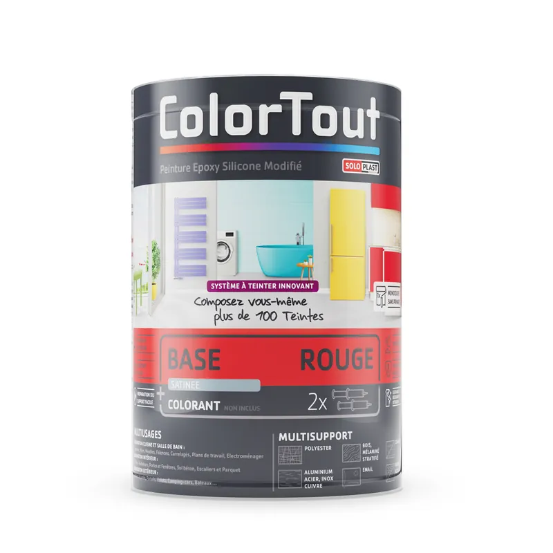 Satisfait Ou Remboursé Base peinture époxy rouge satiné 460 ml COLORTOUT