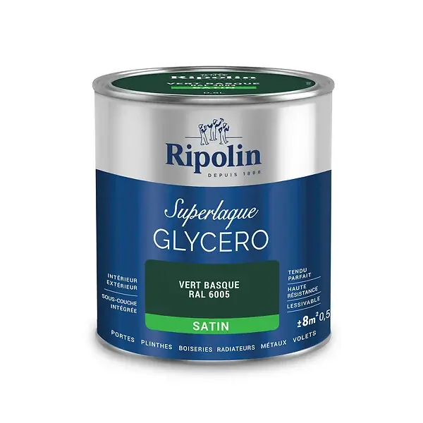 Nouvelle Collection Laque glycéro Superlaque Satin - Vert Basque - 0,5L RIPOLIN