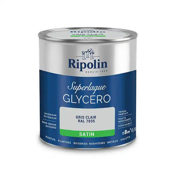 Laque glycéro satinée gris clair 0,5L RIPOLIN Top Vente