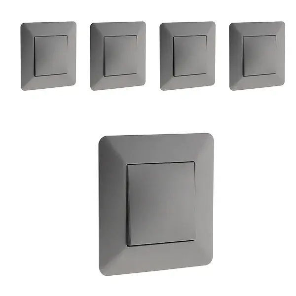 Satisfait Ou Remboursé Lot de 5 boutons poussoirs Artezo - titanium - Zenitech