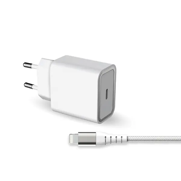 Kit de charge 20W - Chargeur + câble USB-C/Lightning - Blanc METRONIC Pas Cher