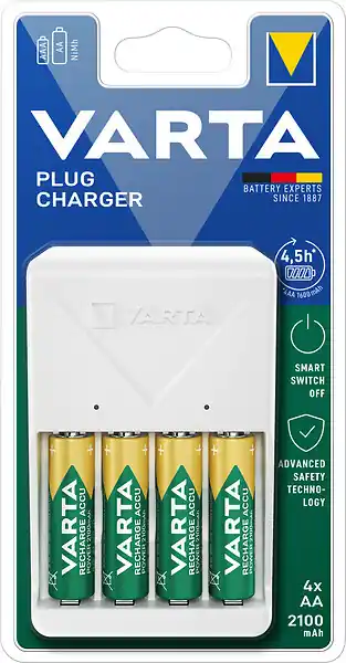 Chargeur de piles - 4 piles AA rechargeables - 2100 mAh VARTA Retour Gratuit