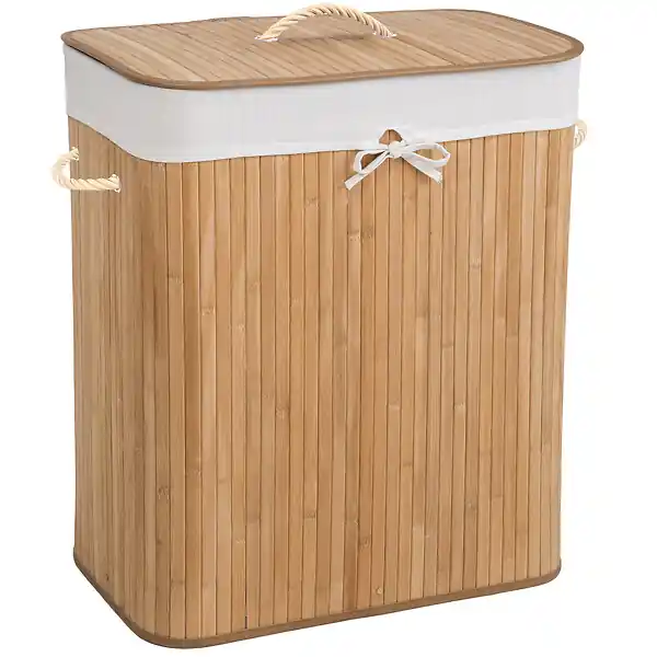Panier à linge bambou rectangulaire beige TECTAKE Bon Marché