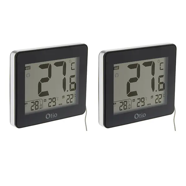 Offre Exclusive Lot de 2 thermomètres intérieur extérieur filaires Noir - Otio