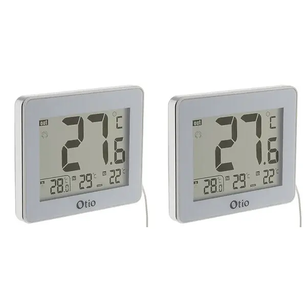 Satisfait Ou Remboursé Lot de 2 thermomètres intérieur extérieur filaires Blanc - Otio