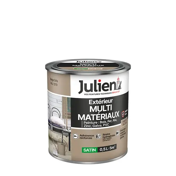 Peinture extérieure multi-matériaux - Satin Beige Gris 0.5L JULIEN Remise