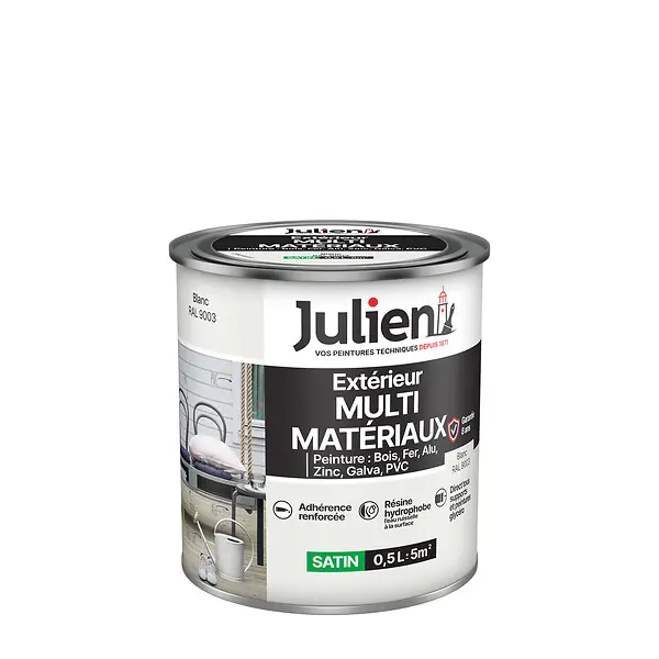Dernière Chance Peinture Extérieure Multi-matériaux - Blanc - 0,5L JULIEN