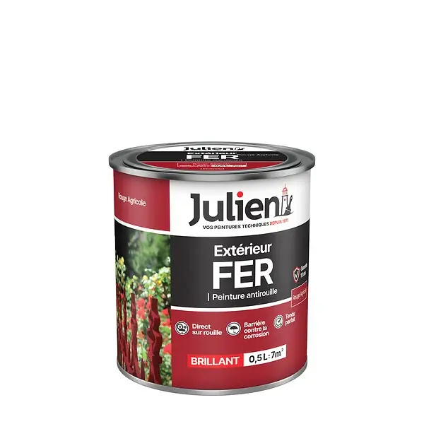 Acheter Direct Peinture antirouille fer - Rouge agricole - 0,5L JULIEN